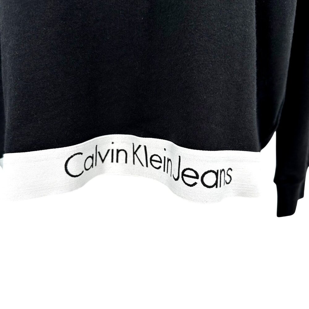 Calvin Klein Jeans Womens Black Hoodie W/ White Logo Hem Size M - Picture 4 of 10